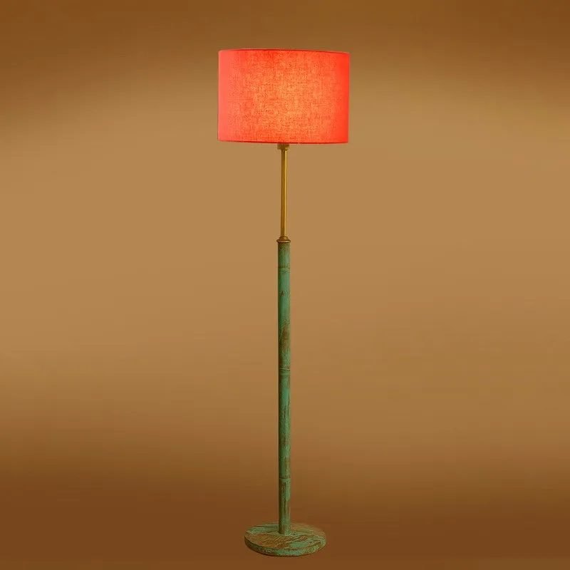 Amber Glow Wooden Floor Lamp - Orange media 7