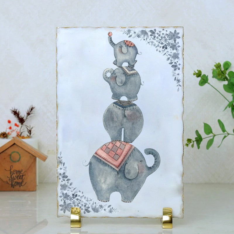 Regal Elephants Marble Showpiece