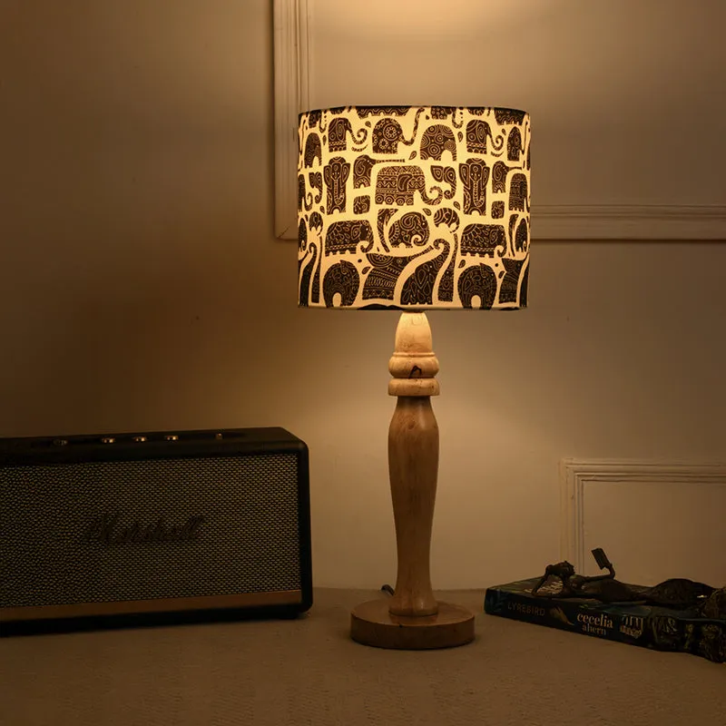 Elephanta Pole Fabric Table Lamp - Ivory media 1