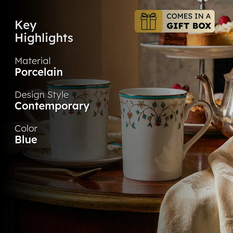 Gilded Mavi Classic 24k Gold Brushed Porcelain Coffee Mug (300 mL Each) - Set Of Four media 2