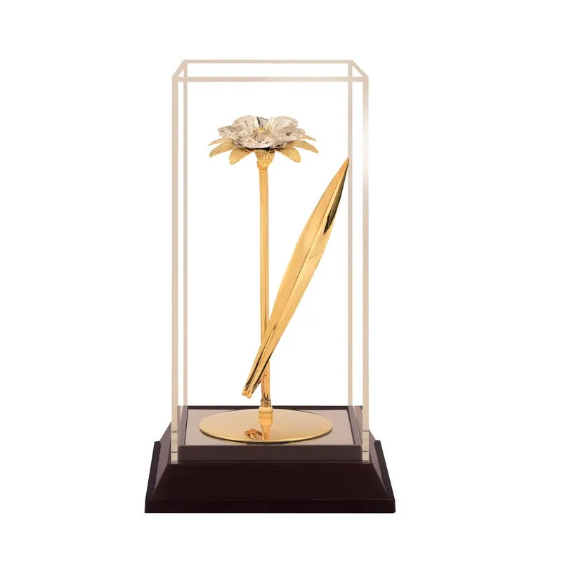 Golden Petal Elegance 24K Gold Plated Mild Steel Showpiece media 4