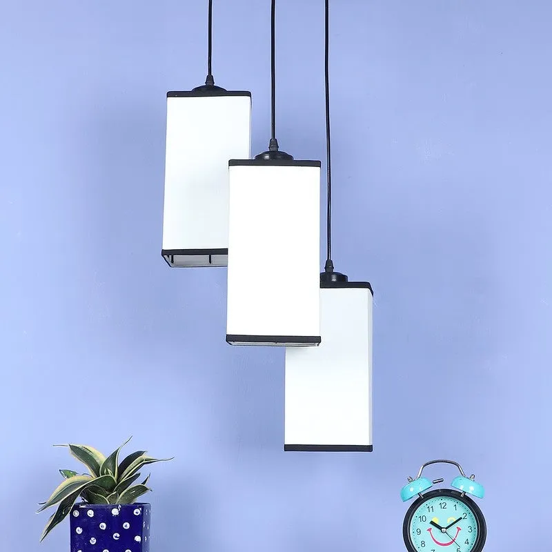 Warm Ivory Triple Metal Ceiling Lamp - White & Black media 4