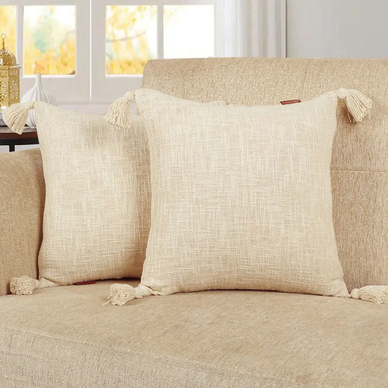 Claira Solid Cushion Cover (Off White) - Set Of Two media 3