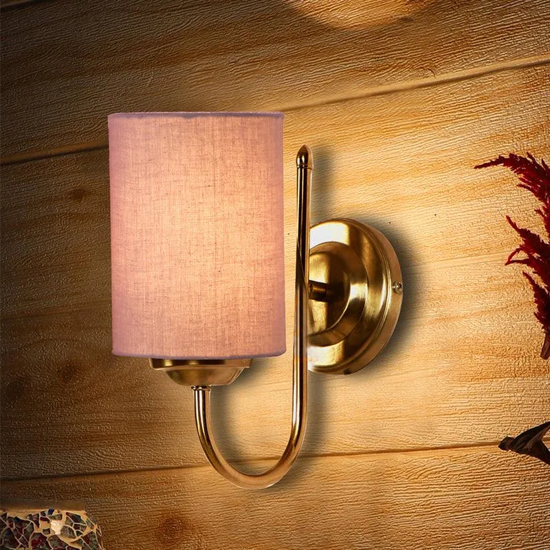 Altura Cylindrical Fabric & Metal Wall Lamp - Grey media 1