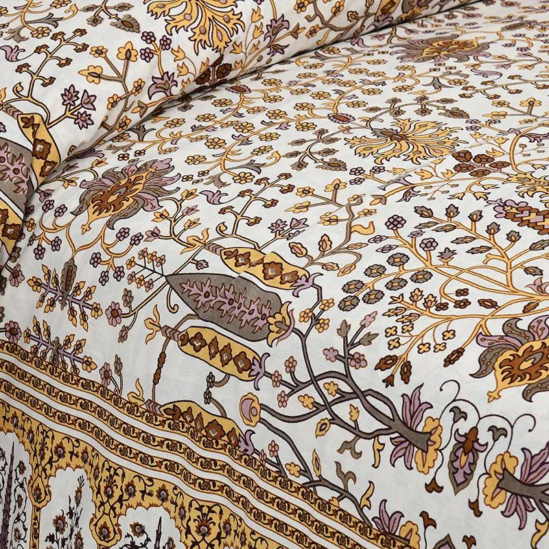 Ritu Mandala Ethnic Cotton Bedsheet (Brown,Beige) - 160 TC media 3