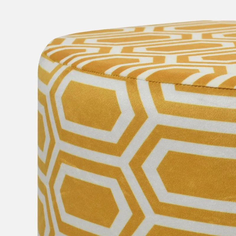 Hexora Yellow Box Print Multicolor Engineered Wood Ottomans - Set Of Two media 5