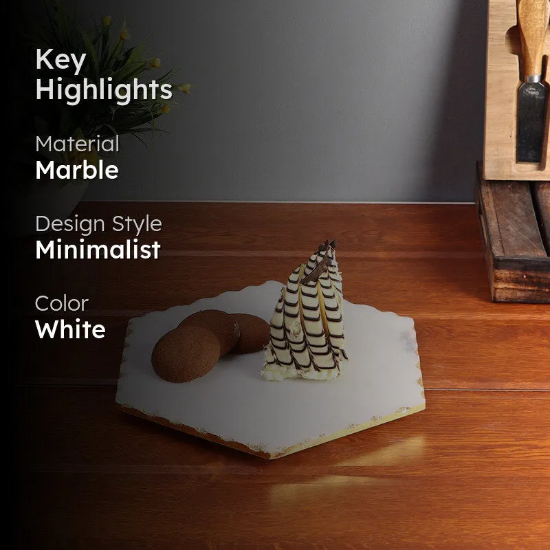 Carvella Hexagonal Marble Serving Platter media 2