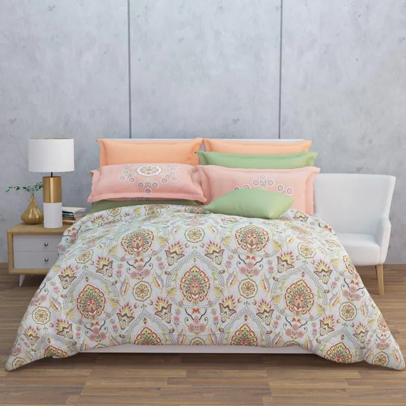 Serene Soft Floral Cotton Bedsheet (Brown,Grey) - 210 TC media 3