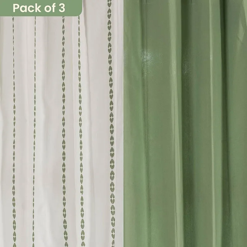 Urban Space Vintage Braid & Aura Curtain (Sage Green) - Set Of Three media 1