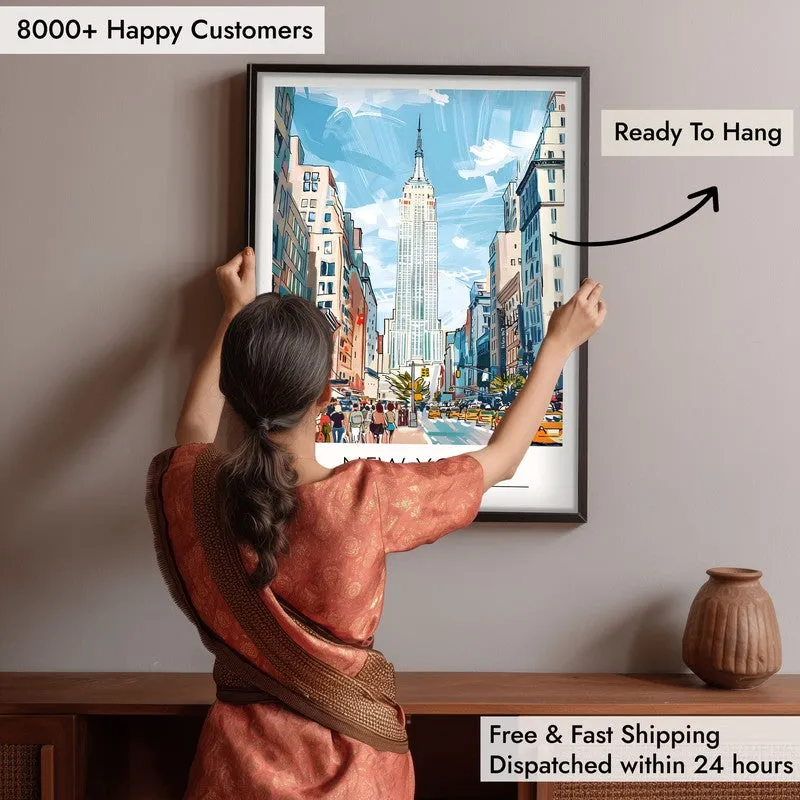 Vintage New York Framed Canvas Wall Painting media 6