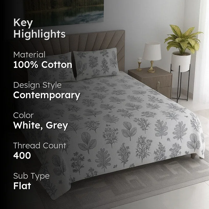 Bloom Veil Cotton Bedsheets (Black) - 400 TC media 2