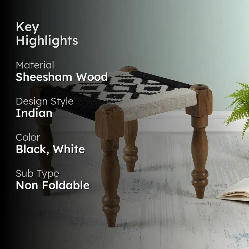 Ixaro Sheesham Wooden Bench - Black,White media 2