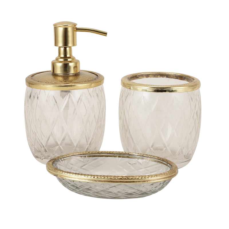 Viara Diamond Glass Bathroom Set - Gold media 4