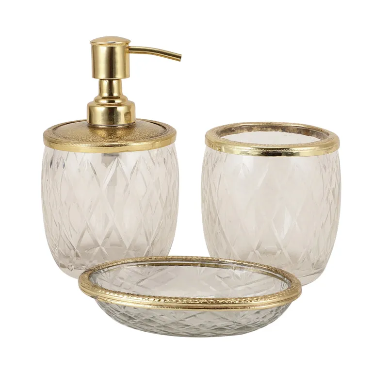 Viara Diamond Glass Bathroom Set - Gold media 4