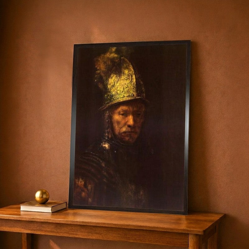 Man With Helmet Canvas Wall Painting - 22 x 28 Inches