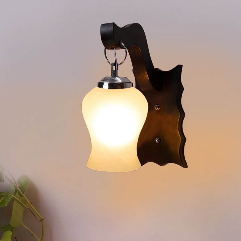 Delphi Glass & Wooden Wall Lamp