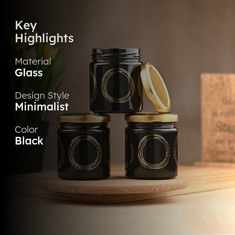 Seal Noir Airtight Glass Jar (Black/100 mL) - Set Of Three media 2
