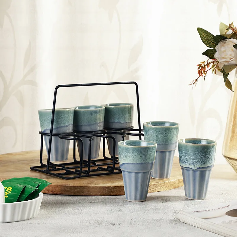 Petra Ceramic Kulhad With Holder - Seven Piece Set media 1