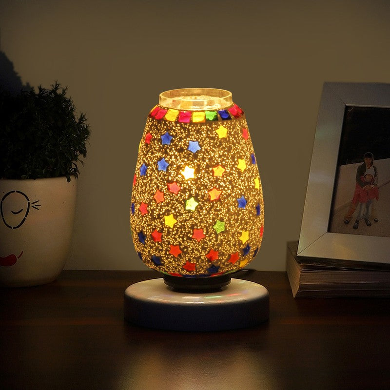 Lumyra Glass Table Lamp With Wooden Base - Multicolor