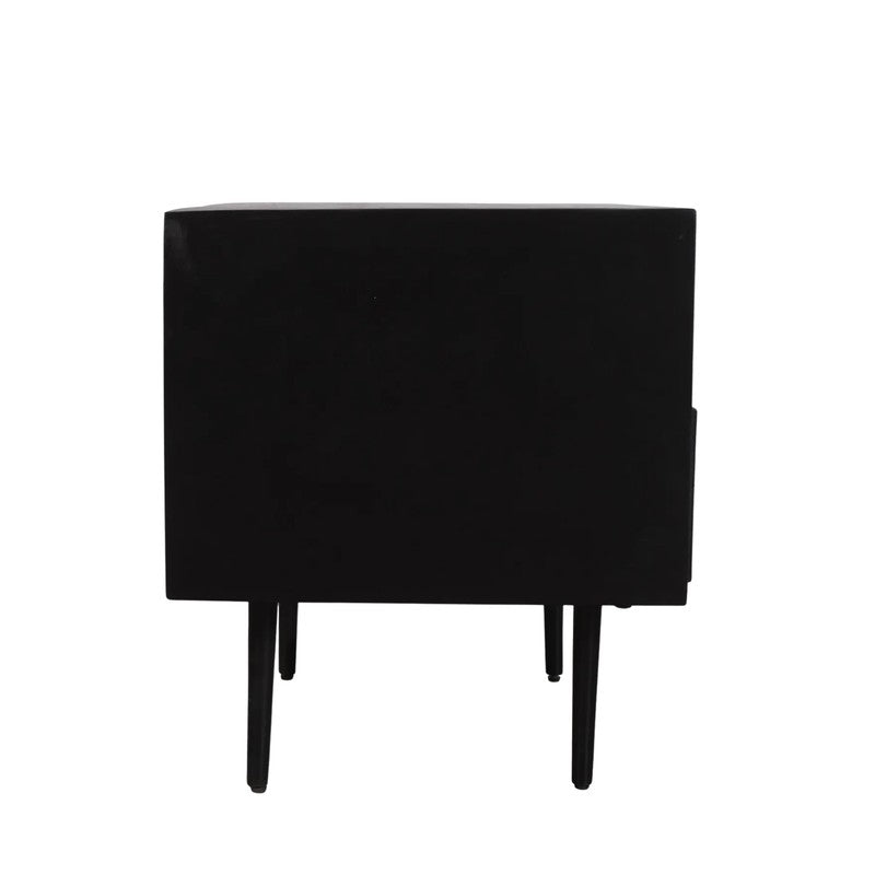 Modern Black Bone Inlay Bedside Table media 5