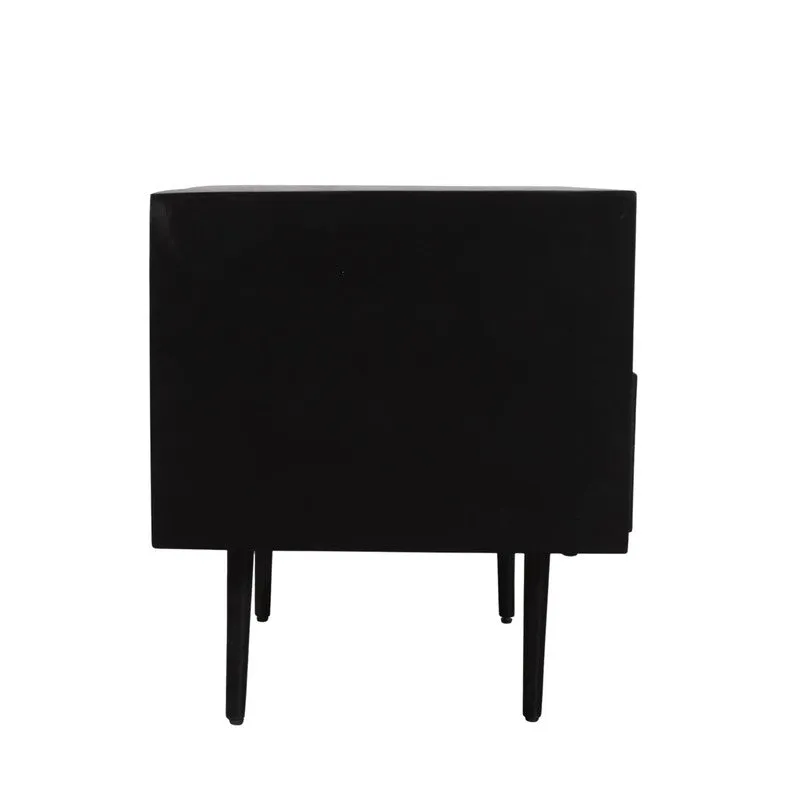Modern Black Bone Inlay Bedside Table media 5
