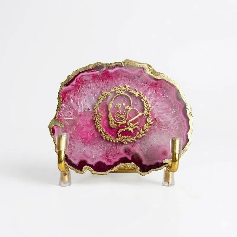 Sacred Guruji Handcrafted Agate Religious Accent - Pink media 4