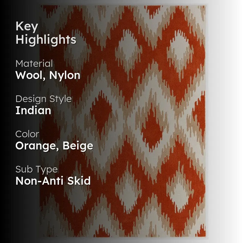 Dwalin Hand Tufted Geometric Wool & Nylon Carpet - Orange media 2