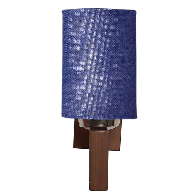 Cerulean Cylindrical Wooden Wall Lamp media 6