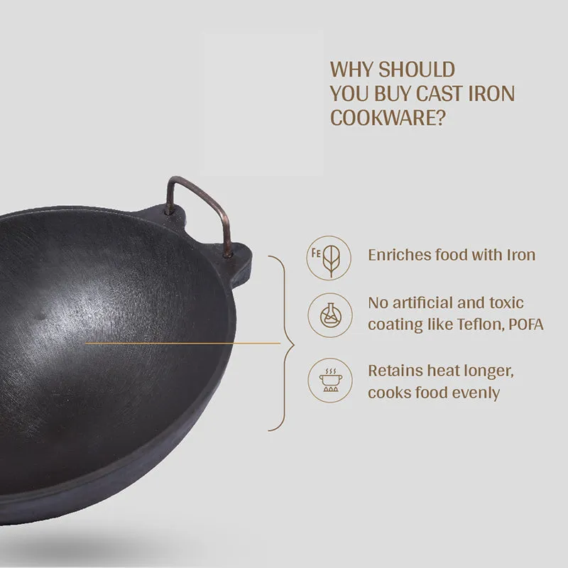Cast & Craft Pre-Seasoned Cast Iron Kadhai (2400 mL) - 25 cm media 2