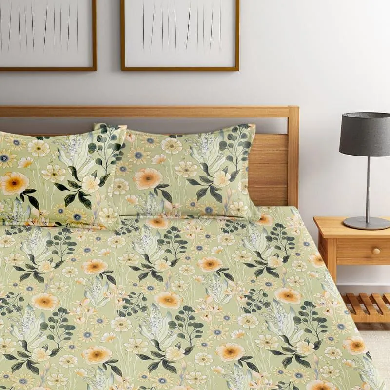 Nyla Floral Microfiber Bedsheet Old - 130 GSM media 1
