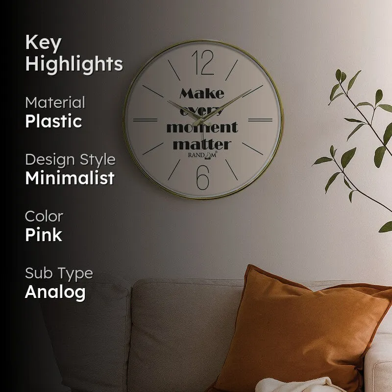 Mindful Seconds Round Analog Wall Clock - Pink media 2