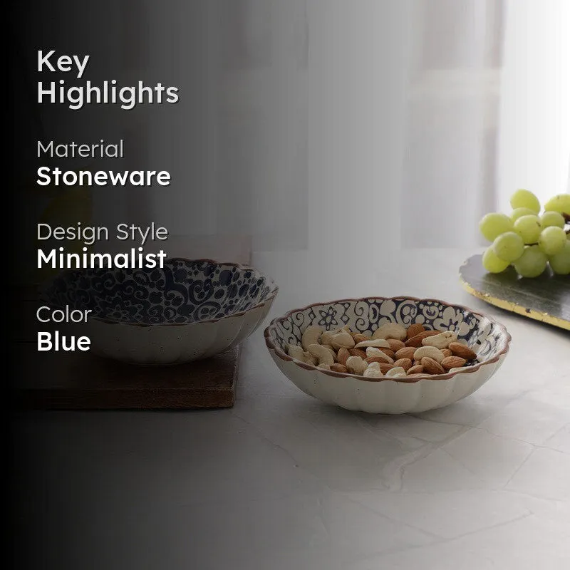Mudwave Blue Stoneware Snack Bowls (340 mL) - Set Of Two media 2