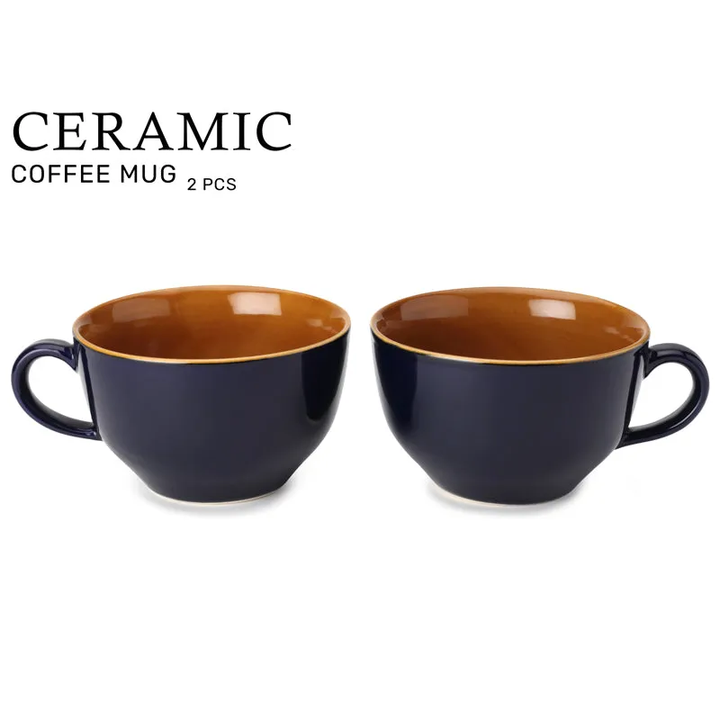 Ruby Ceramic Coffee Mug (350 mL Each/Royal Blue) - Set of Two media 4