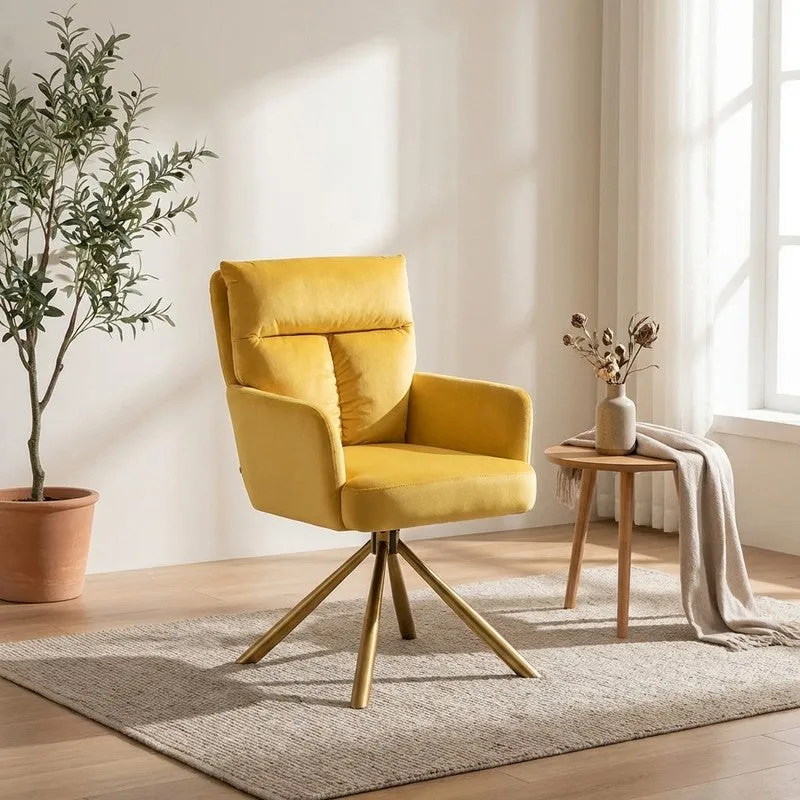 Arvella Neem Wood Accent Chair - Yellow media 1