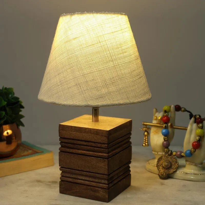 Fallon Cube Fabric Table Lamp - White,Brown media 1
