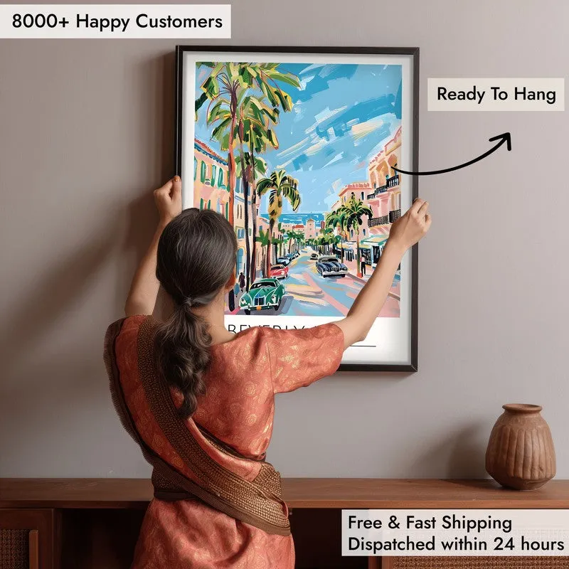 Vintage Beverly Hills Framed Canvas Wall Painting media 6