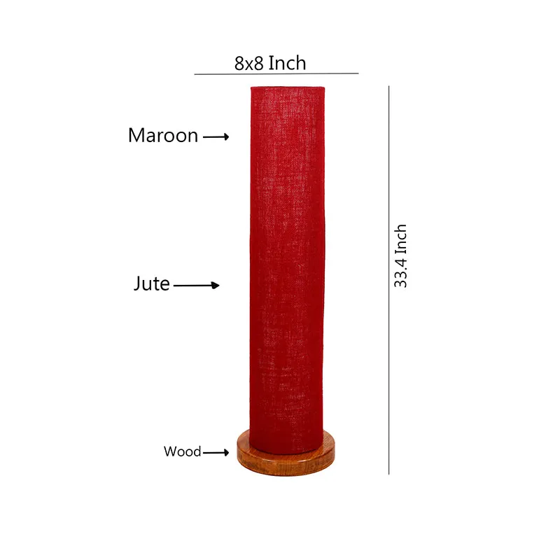 Agia Wooden Tower Floor Lamp With Jute Shade - Maroon media 5