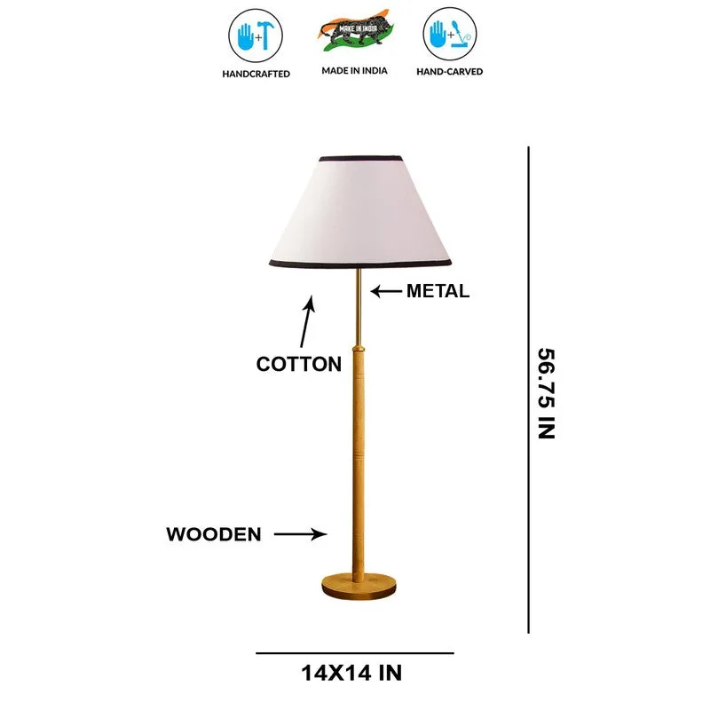 Earth Tone Wooden Floor Lamp - White & Black media 7