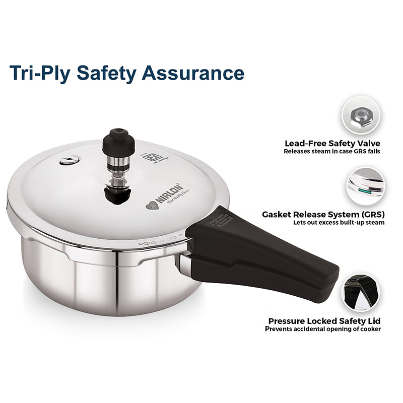 Nirlon Silver Steel Pressure Cooker - 2000 mL/ 9 Inches image 6