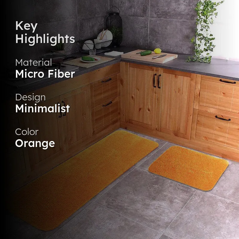 PlushVista Microfiber Kitchen Floor Mats (Orange) - Set of Two media 2