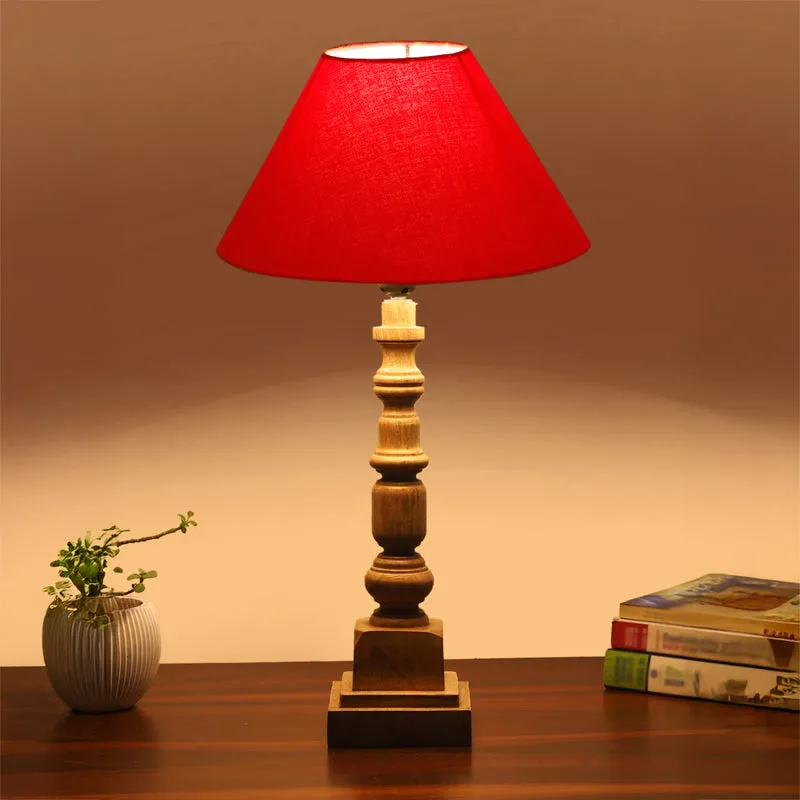 Cotin II Arbor Wooden Table Lamp - Red,Brown media 1