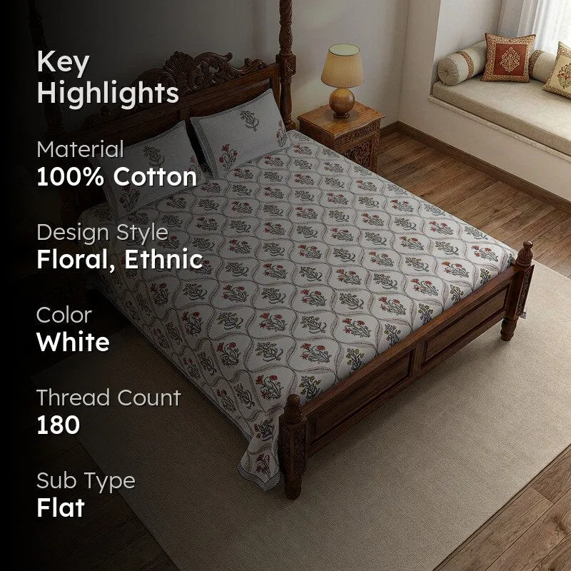 Mukta Cotton Bedsheet (Peach, Yellow) - 180 TC media 2