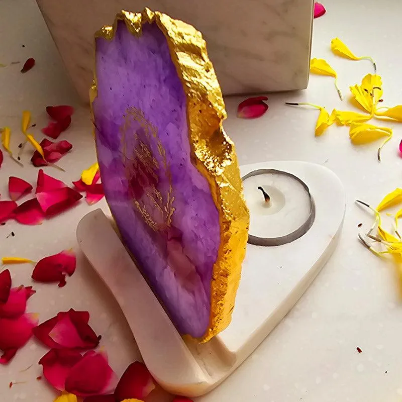 Sacred Gayatri Mantra Tealight Candle Holder - Purple media 4