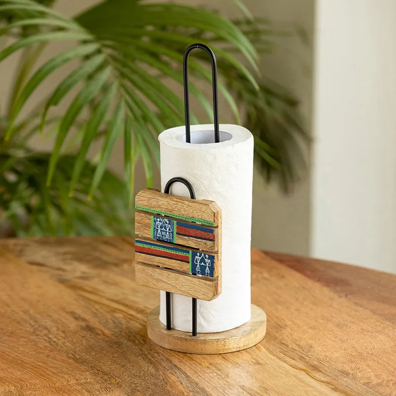 Nerthus Mango Wood & Iron Tissue Holder media 1