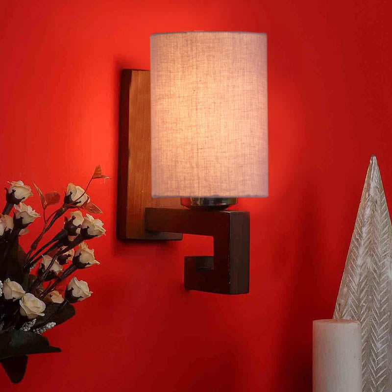 Hazel Cylindrical Wooden Wall Lamp