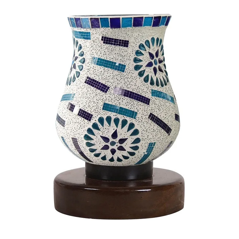 Skylyn Mosaic Glass Table Lamp With Wooden Base - Multicolor media 5