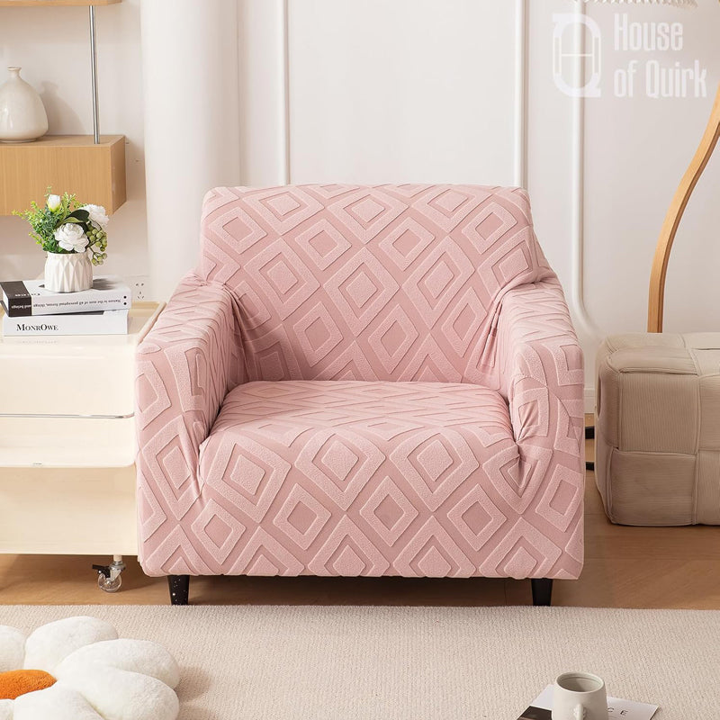 Velvyra Jacquard Sofa Cover - Pink media 3