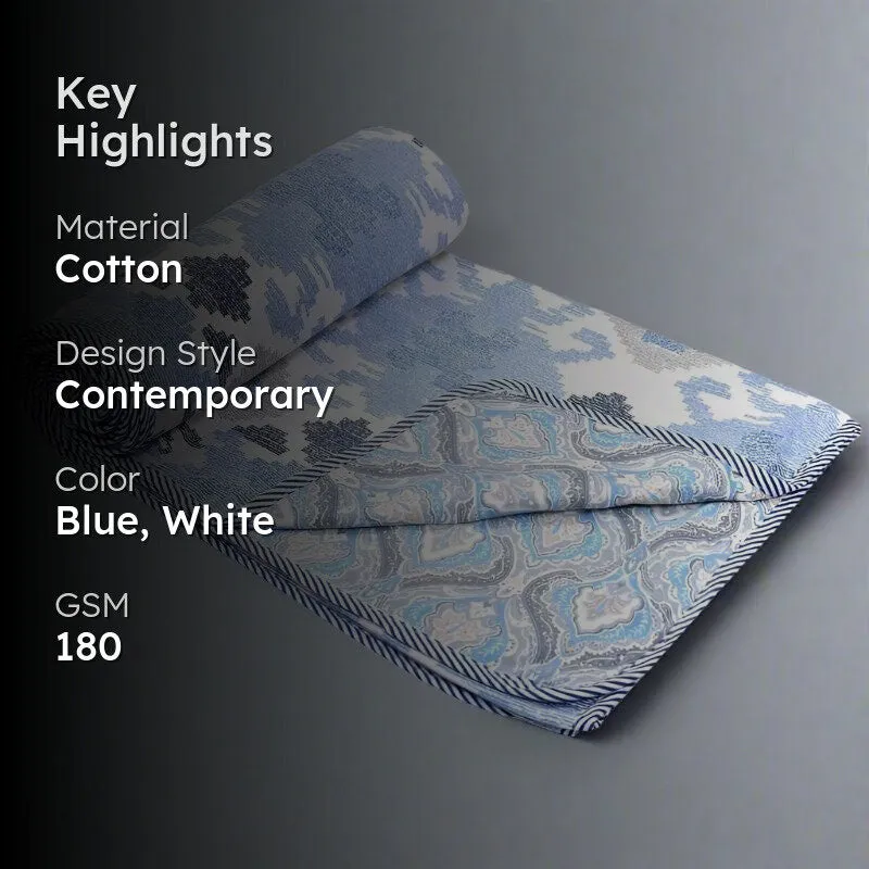 Kapali Astract Reversible Cotton Dohar (Blue)  - 180 GSM media 2