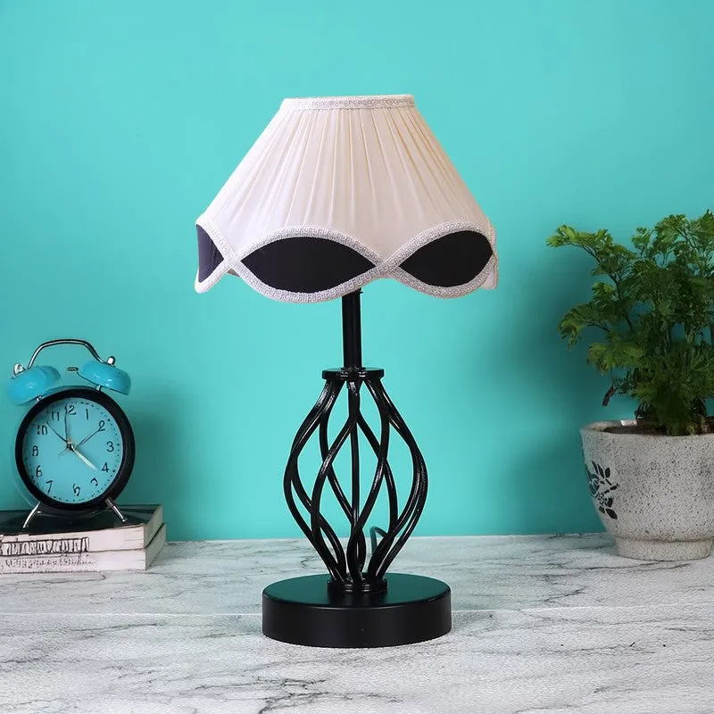 Auralirae Cotton Table Lamp With Wooden Base - Ivory media 4