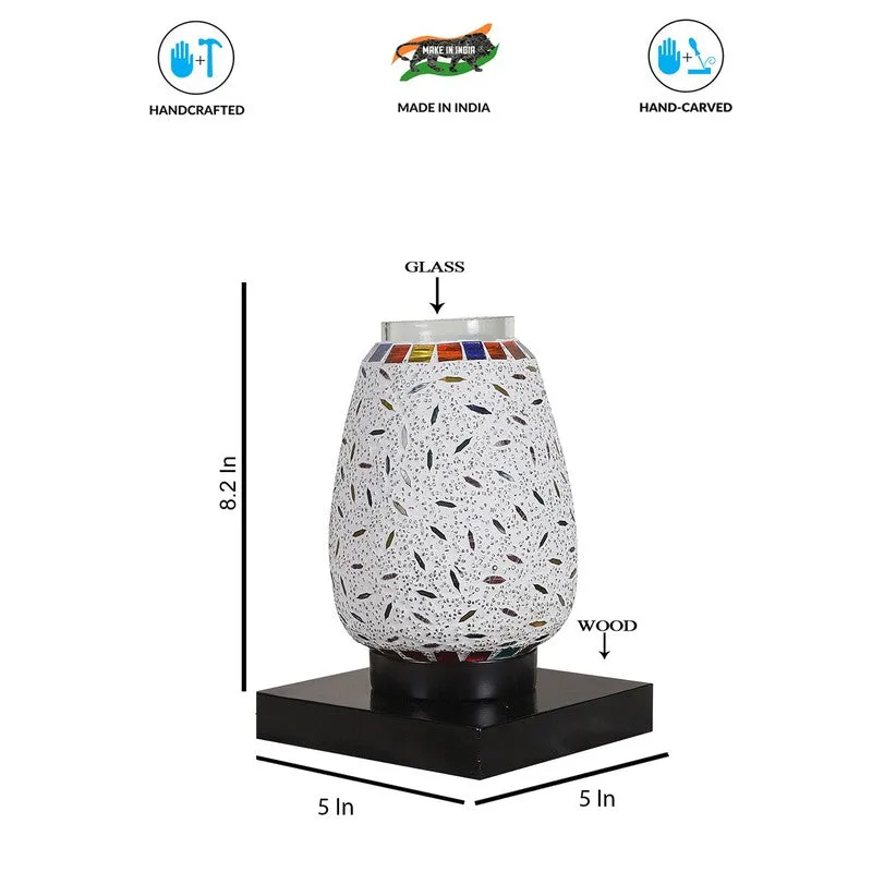 Vibrora Mosaic Glass Table Lamp With Wooden Base - Multicolor media 9